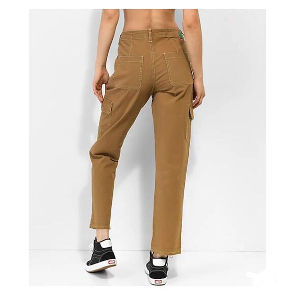 Empyre Womens Marlo Canvas Cargo Y2K Skater Pants - Bronze Brown, Jr. Size 13 - Picture 2 of 15